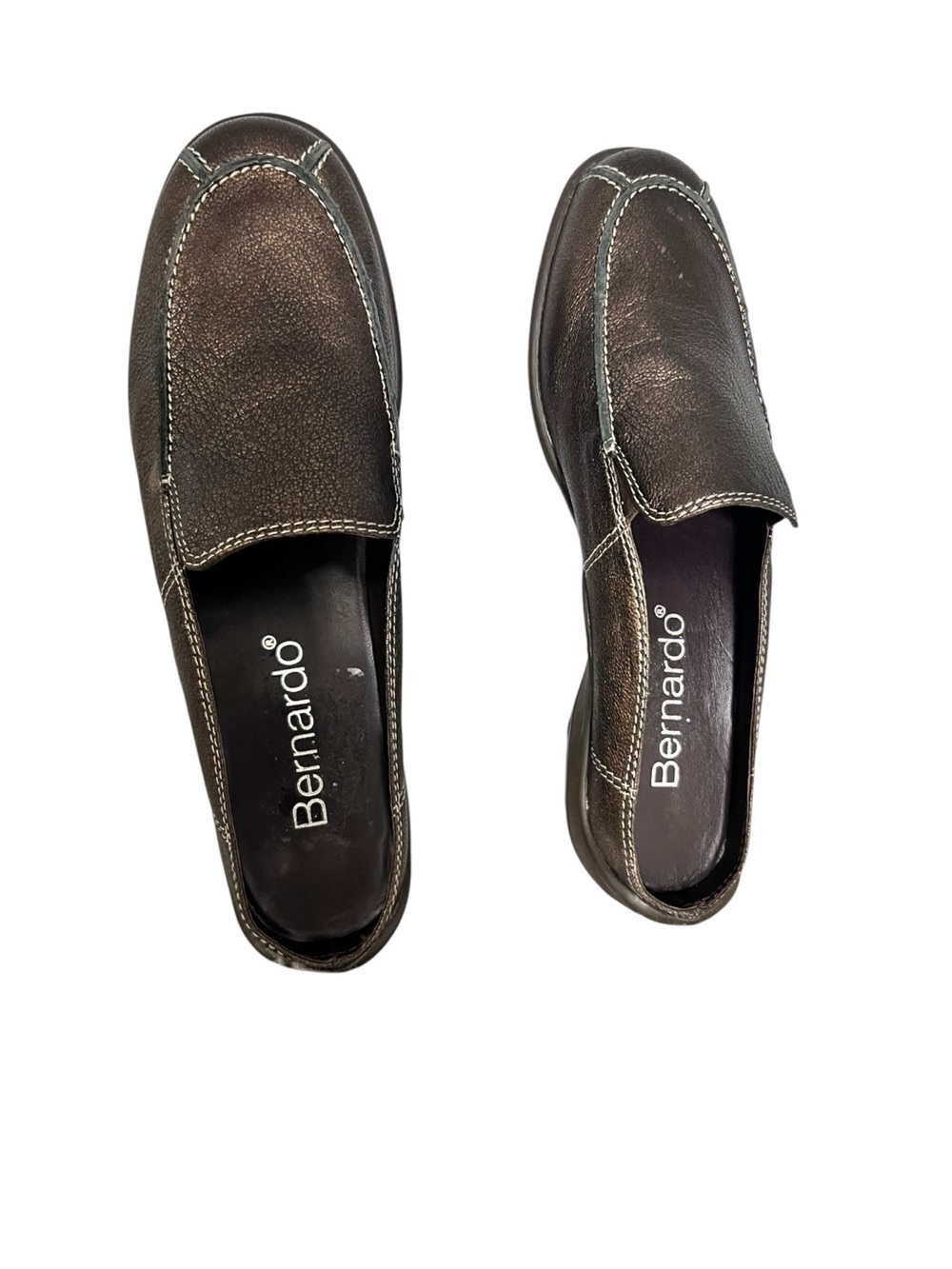 Bernardo Brown Metallic Bronze Leather Band Slip-On Mules sz 7.5